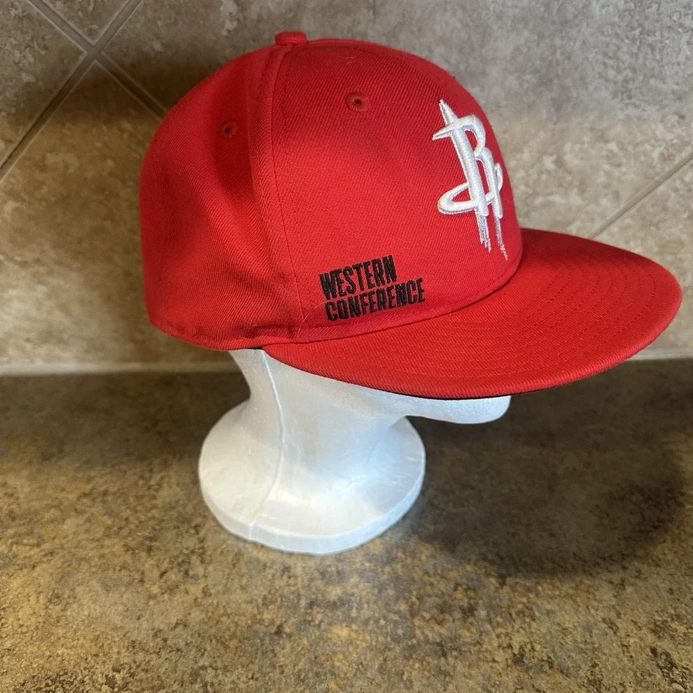 NBA Houston Rockets Red New Era 59FIFTY 5950 Fitted Cap sz 7 3/8 Grey UV EUC